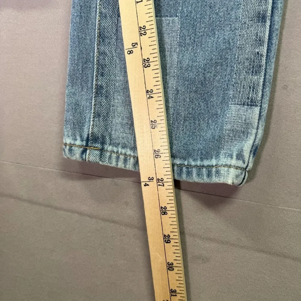 Tribal Jeans Womens 2 Audrey Mid Rise Straight Color Block‎ Denim Soft Crop Y2K - Picture 5 of 15
